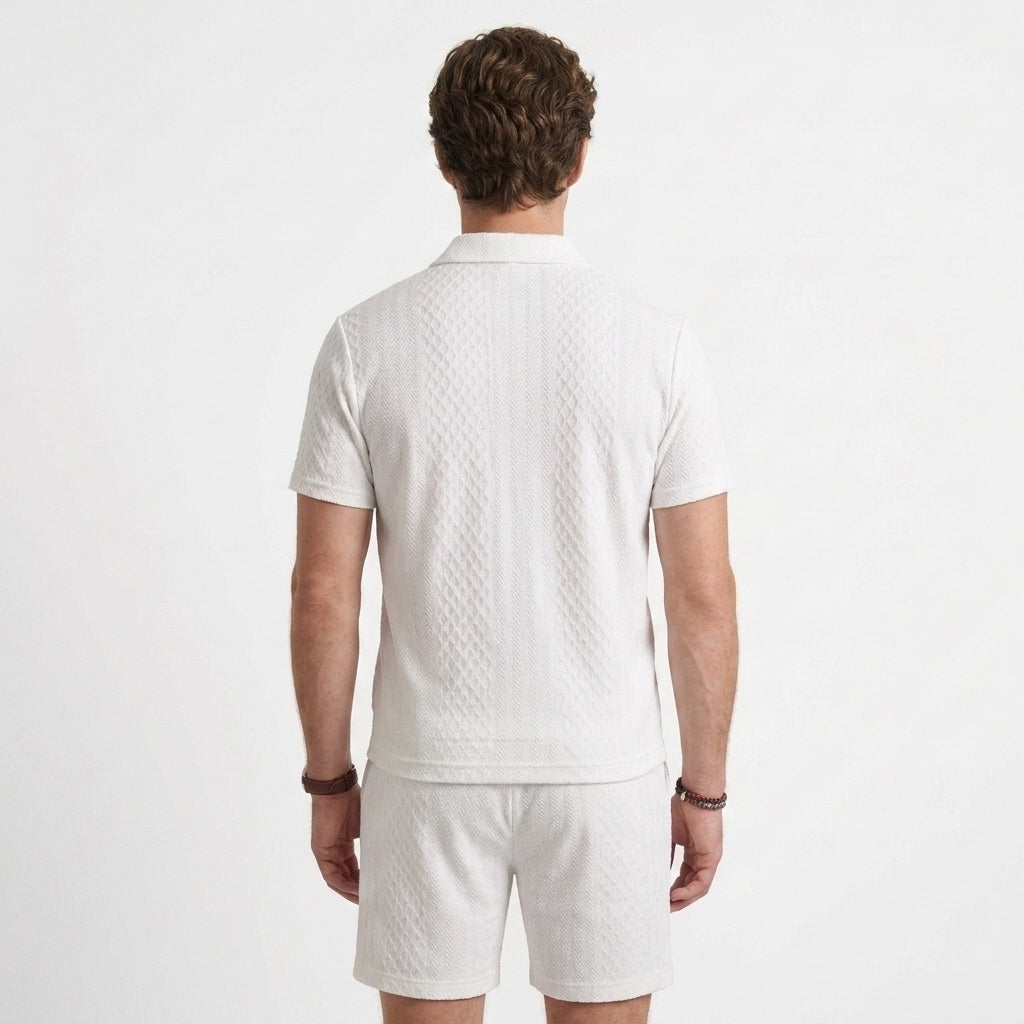 Ensemble Polo En Maille Texturée Et Short Pour Hommes