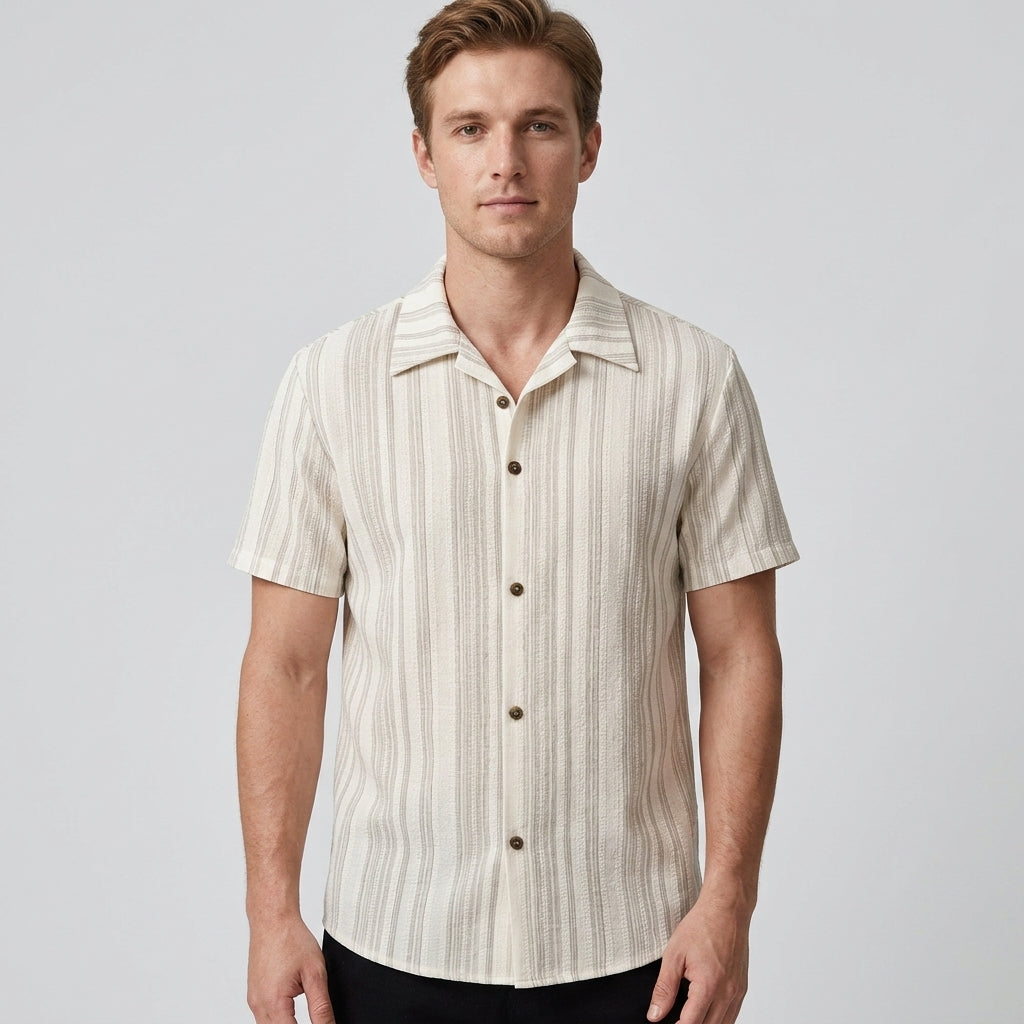 Chemise À Rayures Verticales Texturées Pour Hommes