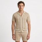 Ensemble En Maille Jacquard À Col Cubain
