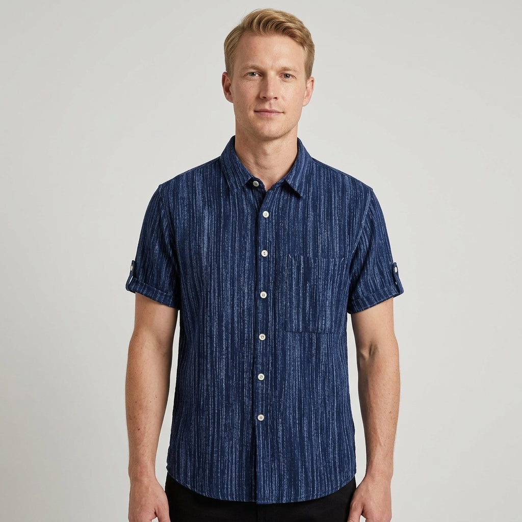 Chemise Ajustée Avec Manches Retroussables Pour Hommes