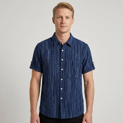 Chemise Ajustée Avec Manches Retroussables Pour Hommes