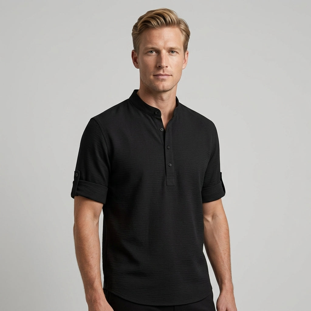 Chemise Ajustée Avec Manches Retroussables Pour Hommes
