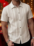 Chemise À Rayures Verticales Texturées Pour Hommes
