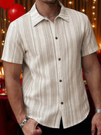 Chemise À Rayures Verticales Texturées Pour Hommes