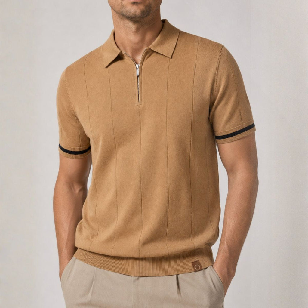 Polo À Col Zippé Avec Texture Verticale Pour Hommes