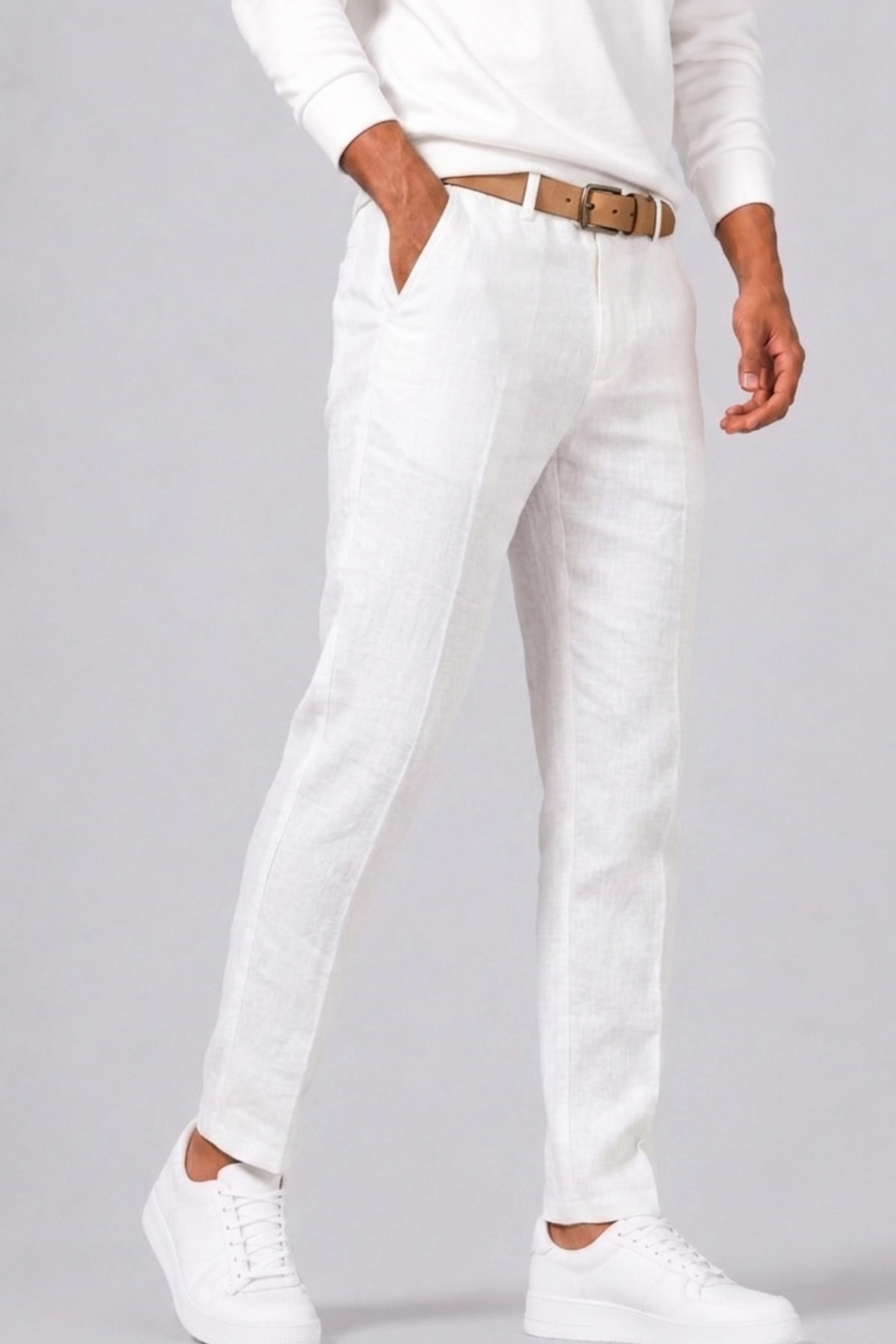 Pantalon Coupe Droite Avec Fermeture Boutonnée Pour Hommes