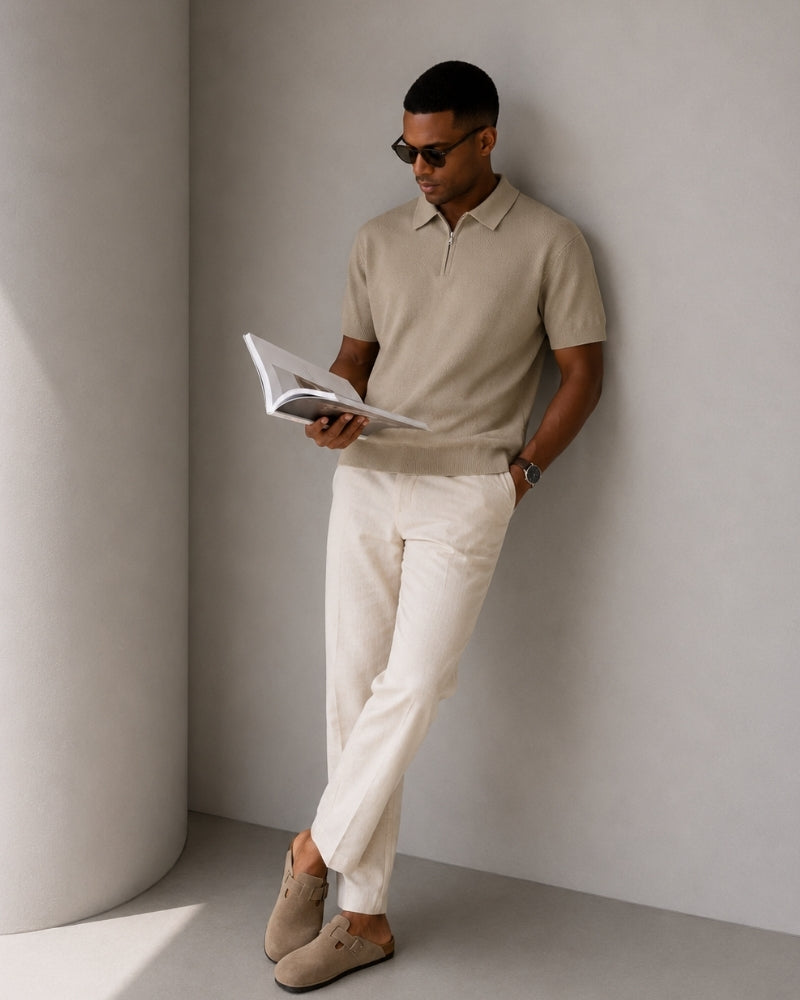 Polo Zippé En Maille Aérée Pour Hommes