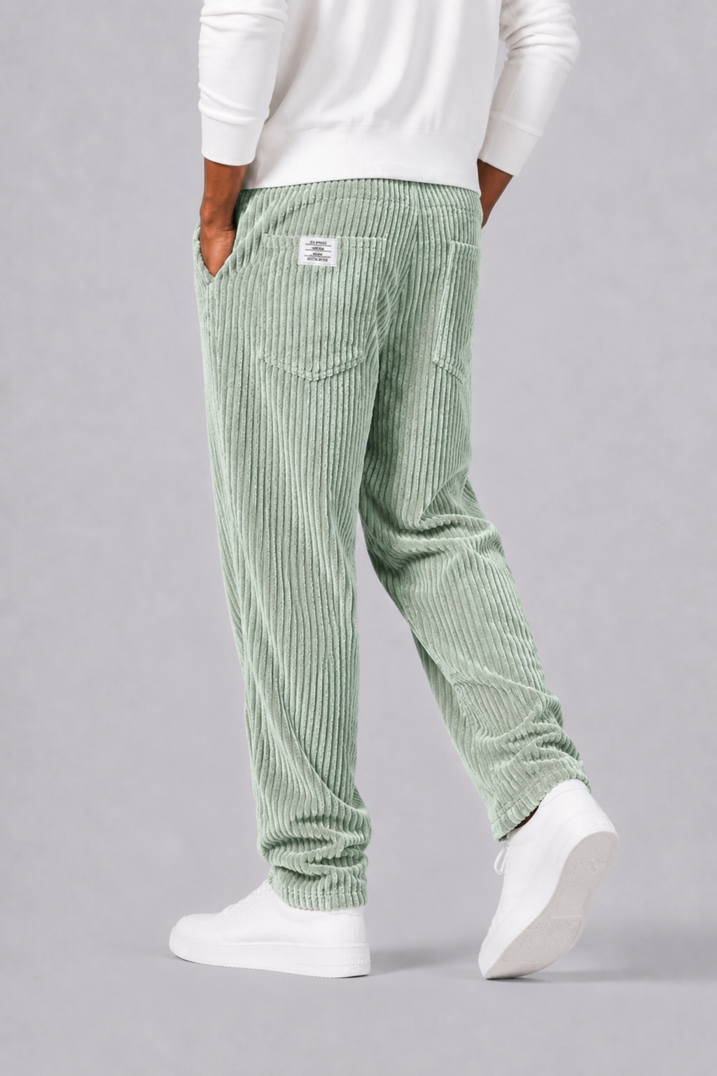 Pantalon En Velours Côtelé Avec Taille Élastique Pour Hommes