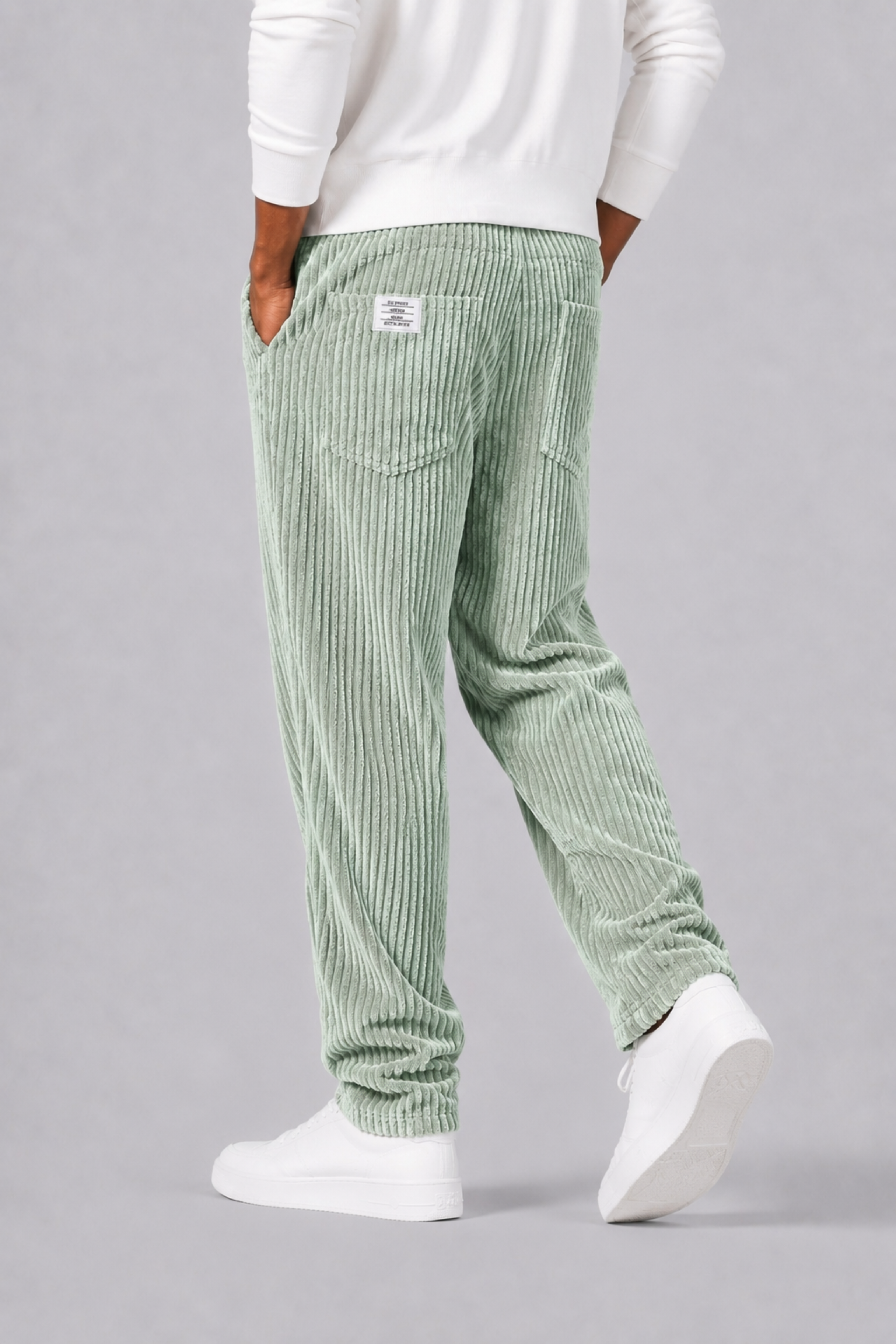 Pantalon En Velours Côtelé Avec Taille Élastique Pour Hommes