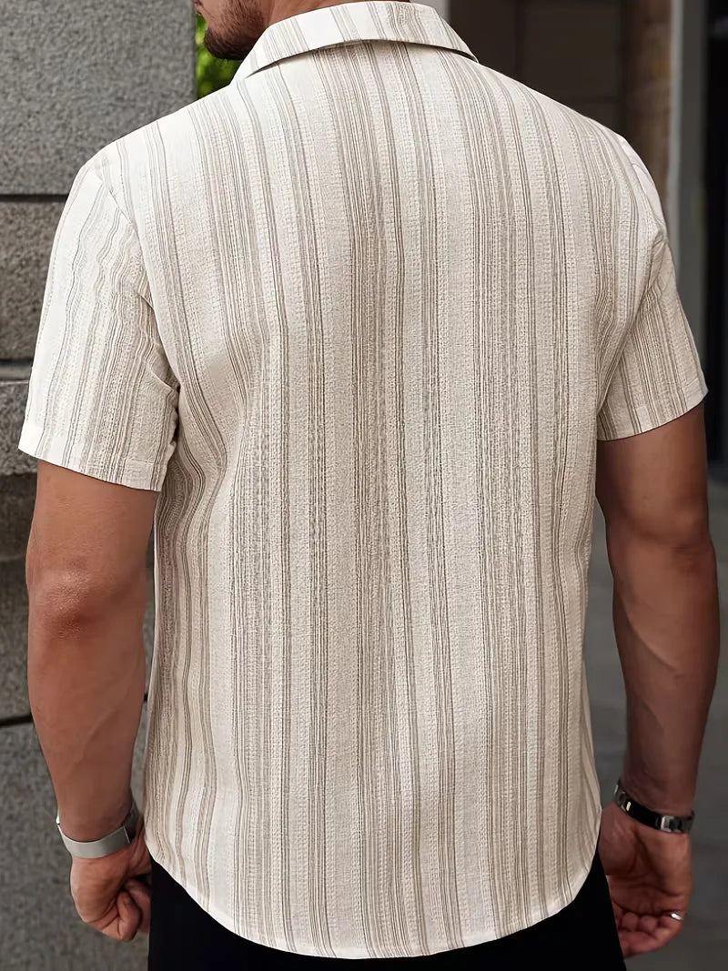 Chemise À Rayures Verticales Texturées Pour Hommes