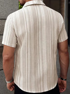 Chemise À Rayures Verticales Texturées Pour Hommes