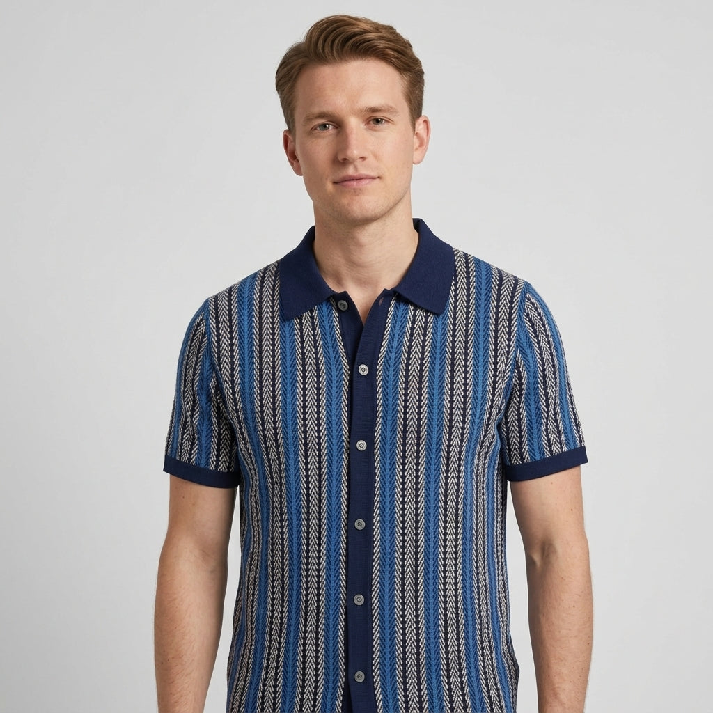 Polo Tricoté Avec Fermeture Boutonnée Pour Hommes