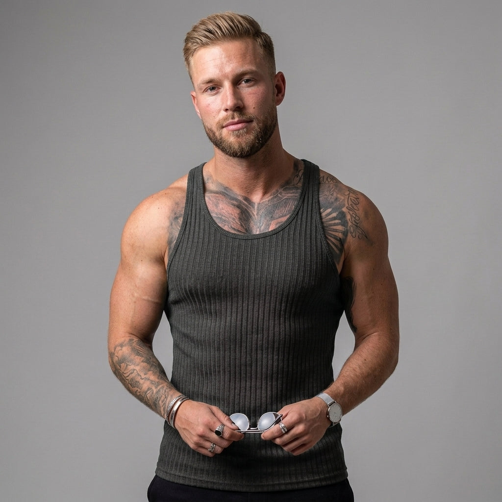 Débardeur En Maille Côtelée Pour Hommes