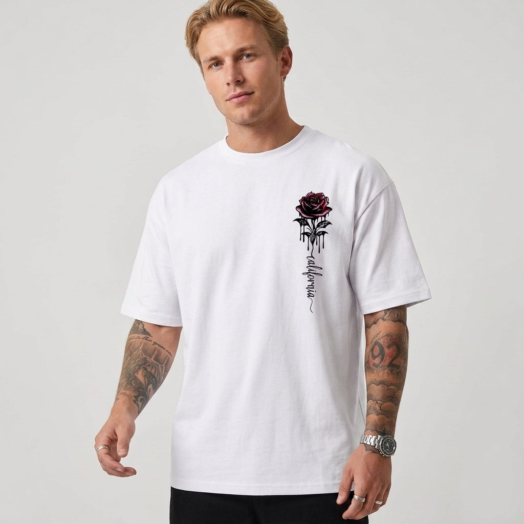 T-Shirt À Imprimé Rose Graphique Pour Hommes
