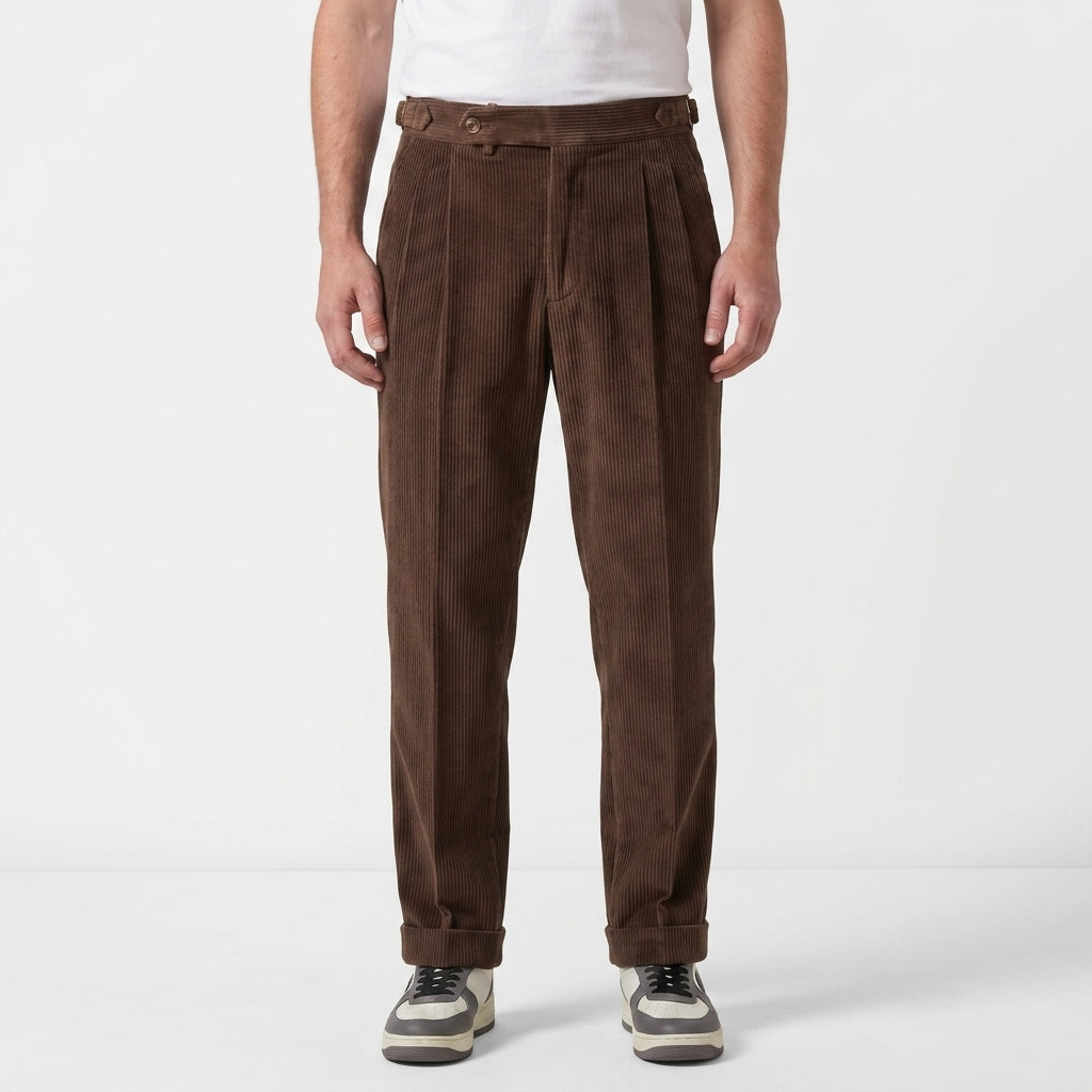 Pantalon En Velours Côtelé Plissé Pour Hommes