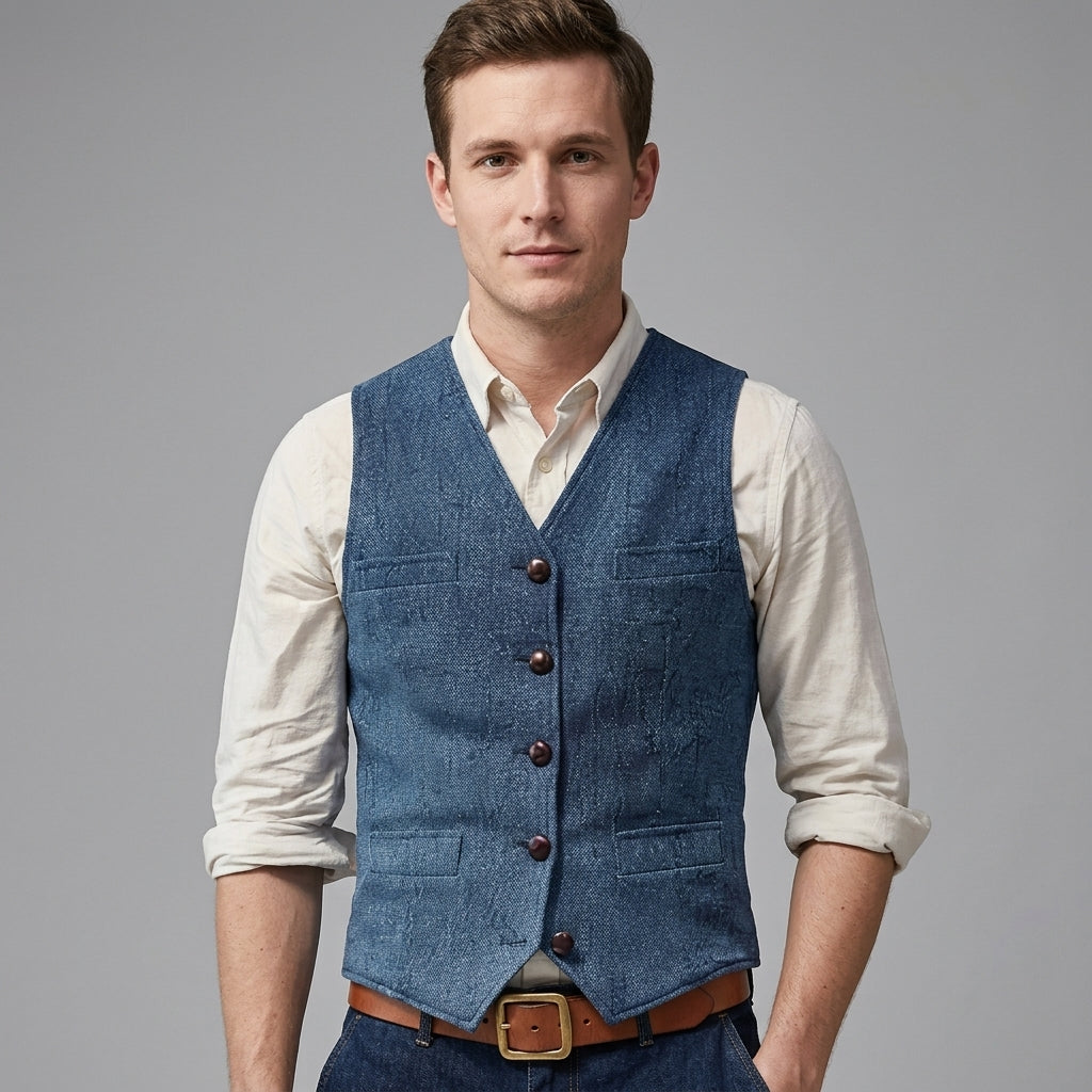 Pull Sans Manches Classique À Col V Pour Hommes