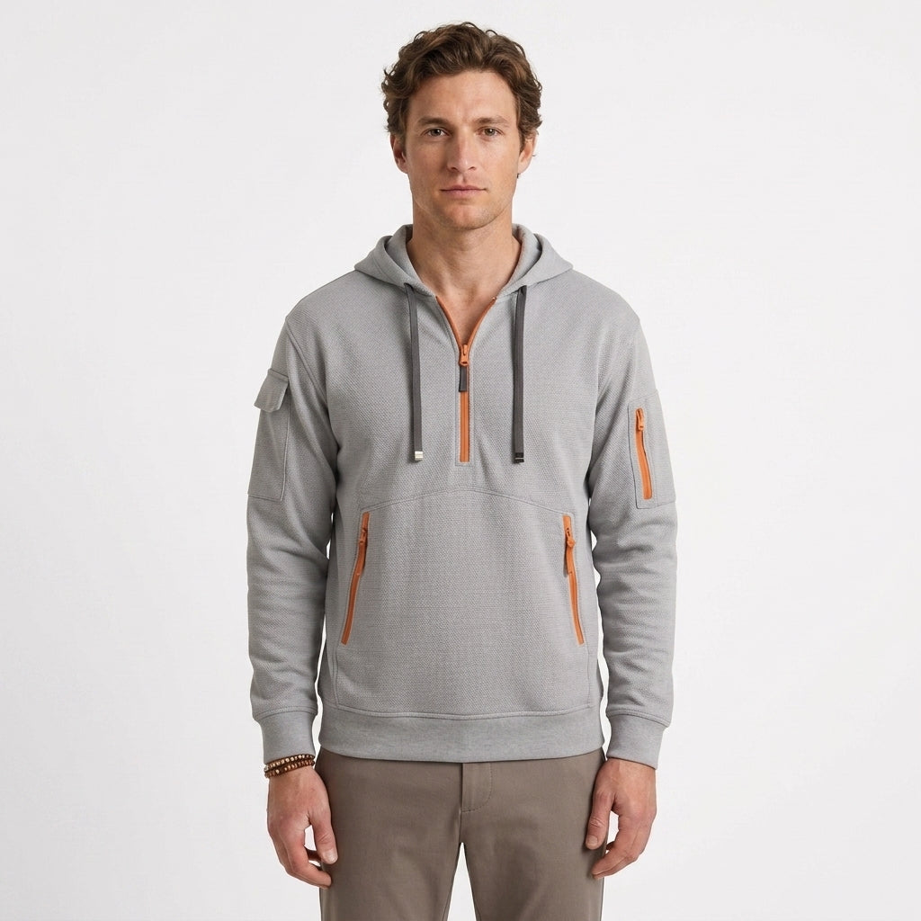 Sweat À Capuche Demi-Zip Pour Hommes