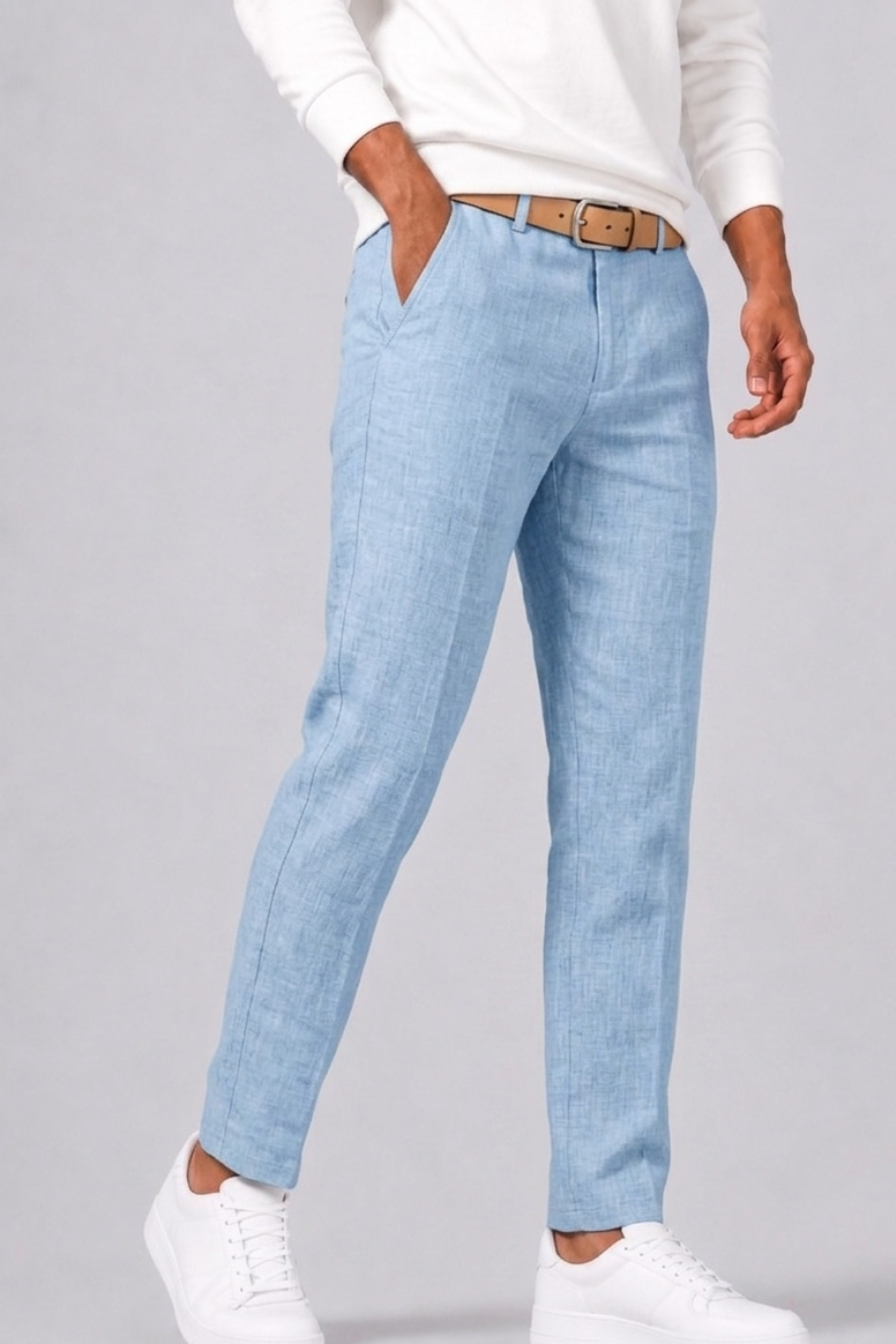 Pantalon Coupe Droite Avec Fermeture Boutonnée Pour Hommes