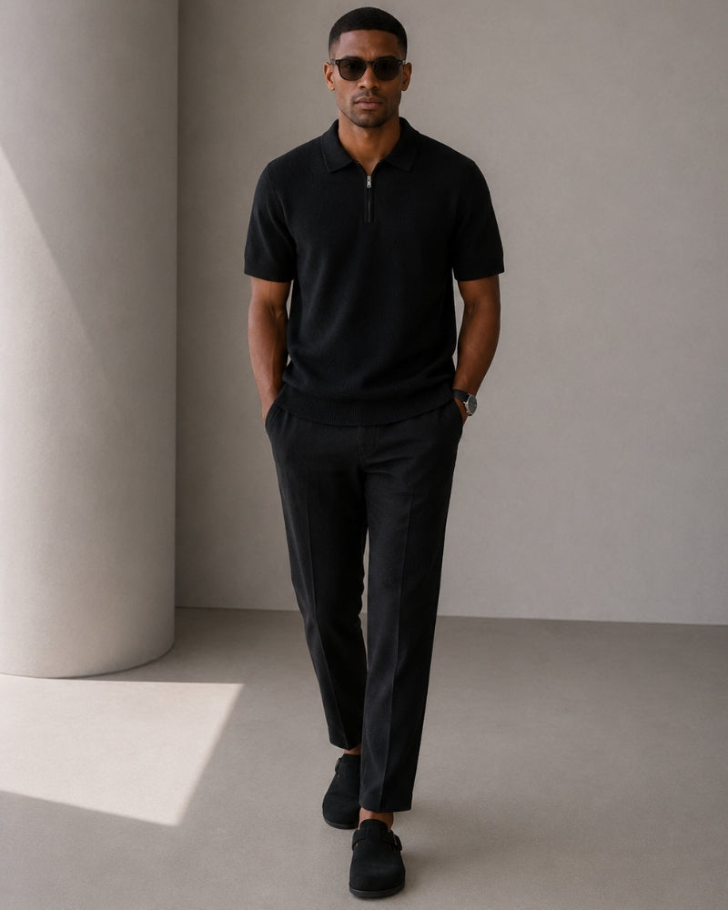 Polo Zippé En Maille Aérée Pour Hommes