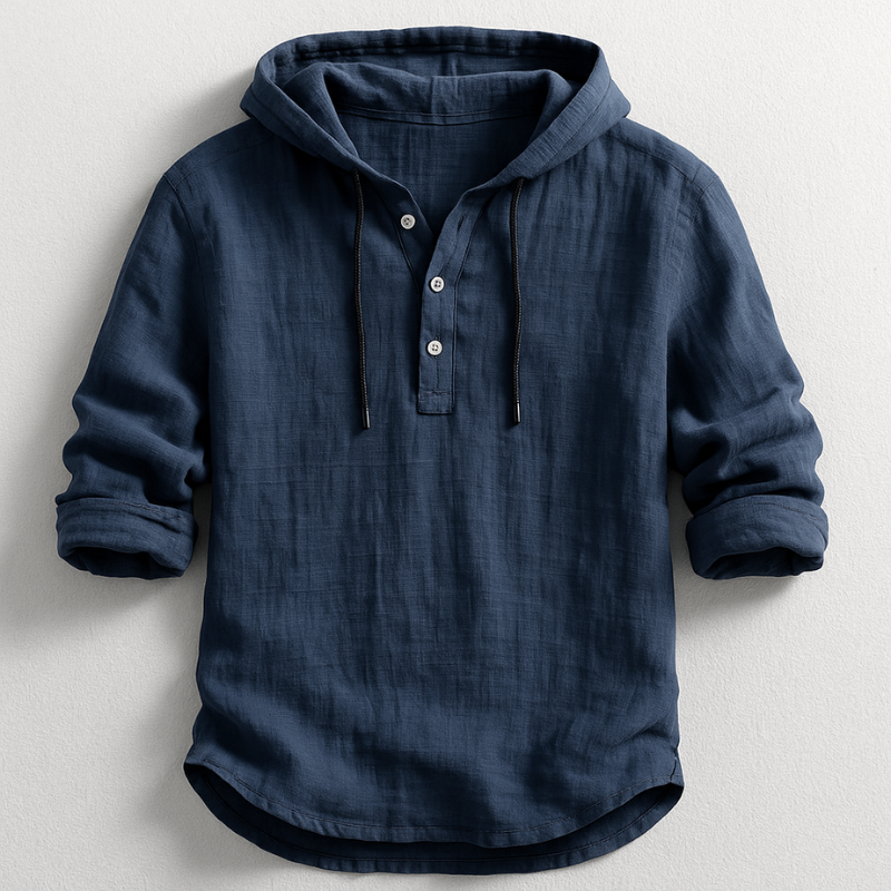 CHEMISE À CAPUCHE EN LIN POUR HOMME