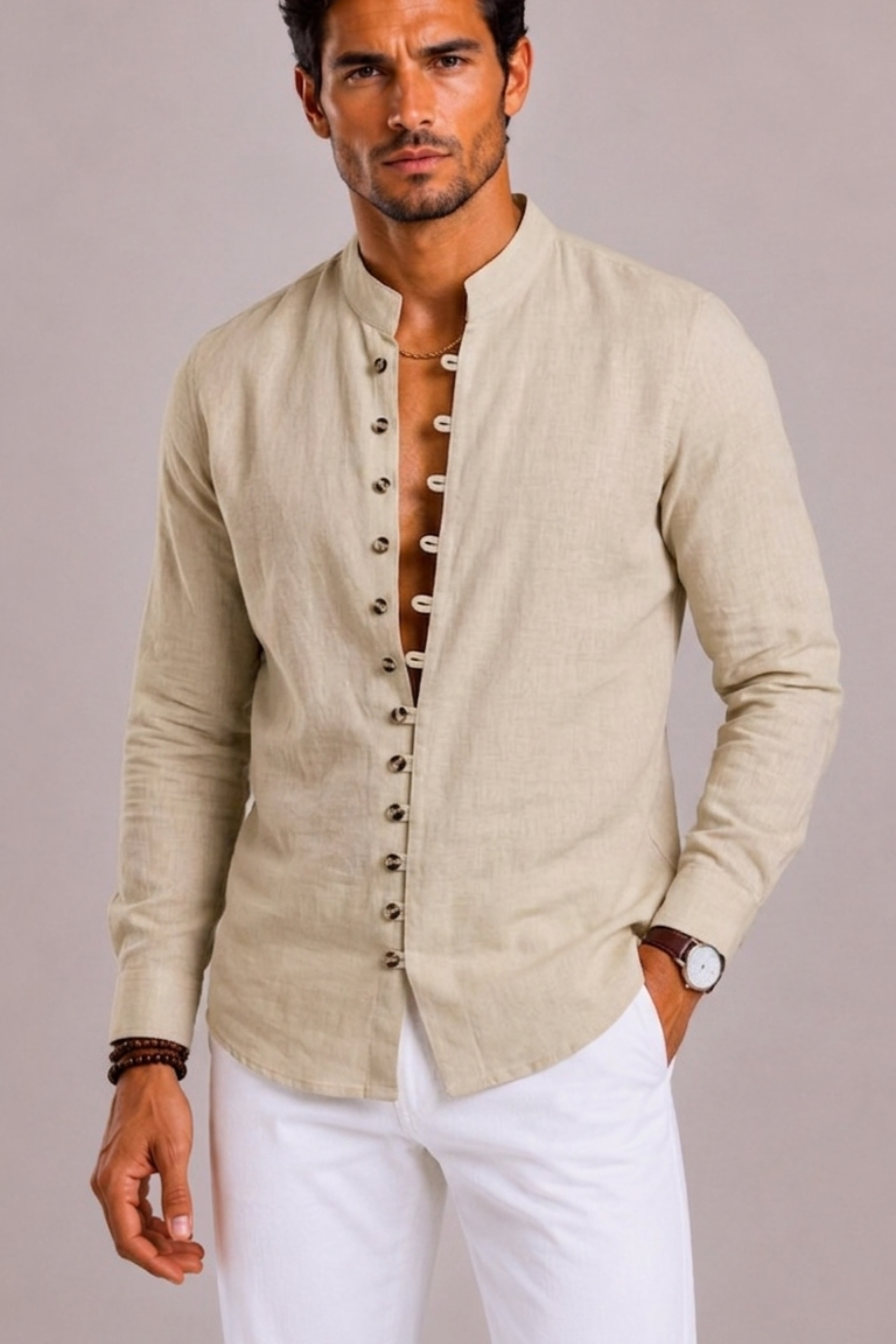 Chemise Col Montant Pour Hommes