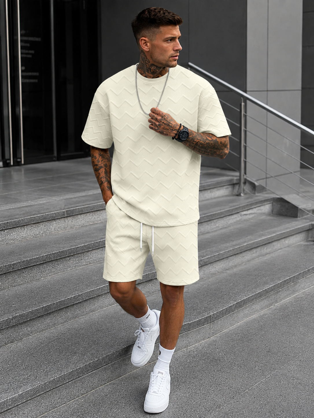Ensemble T-Shirt Oversize Avec Short Pour Hommes