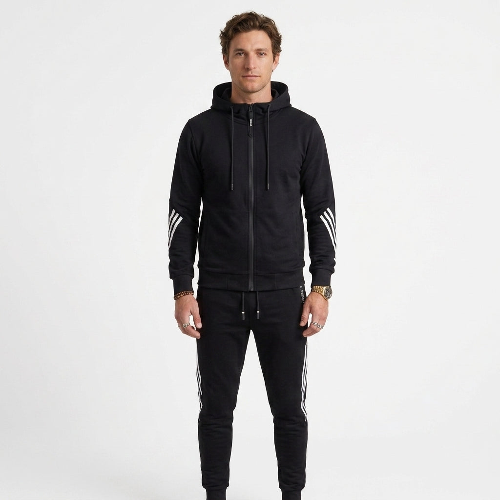 Ensemble De Survêtement Zippé En Mélange De Coton Pour Hommes