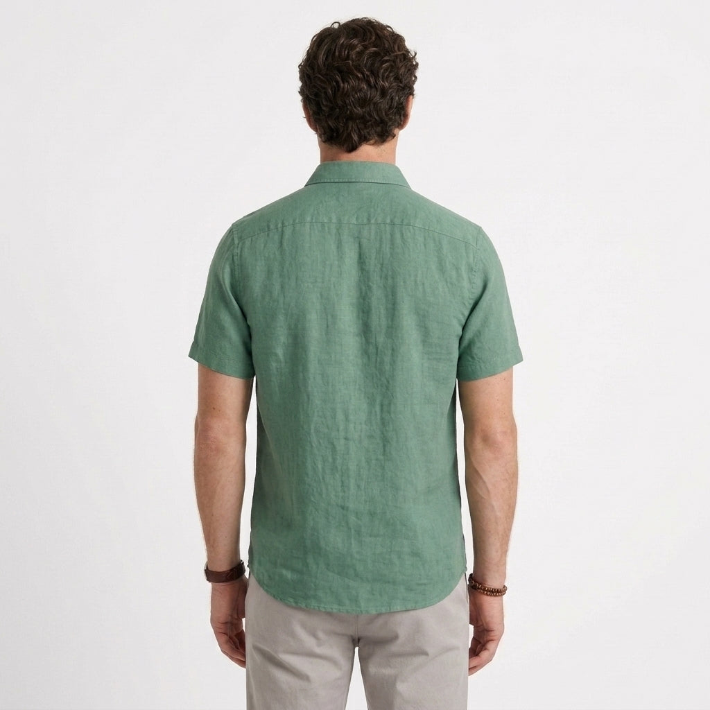 Chemise En Lin À Manches Courtes Pour Hommes