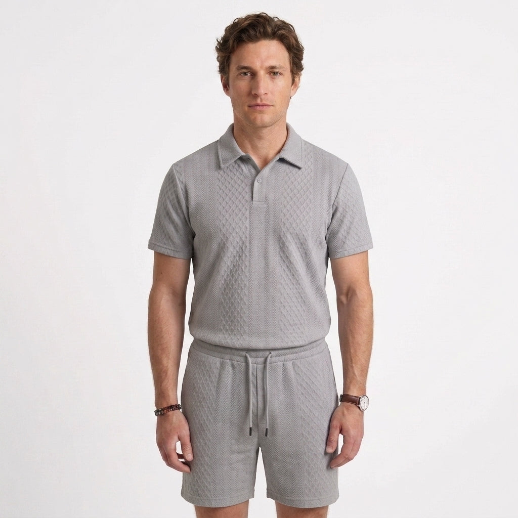 Ensemble Polo En Maille Texturée Et Short Pour Hommes