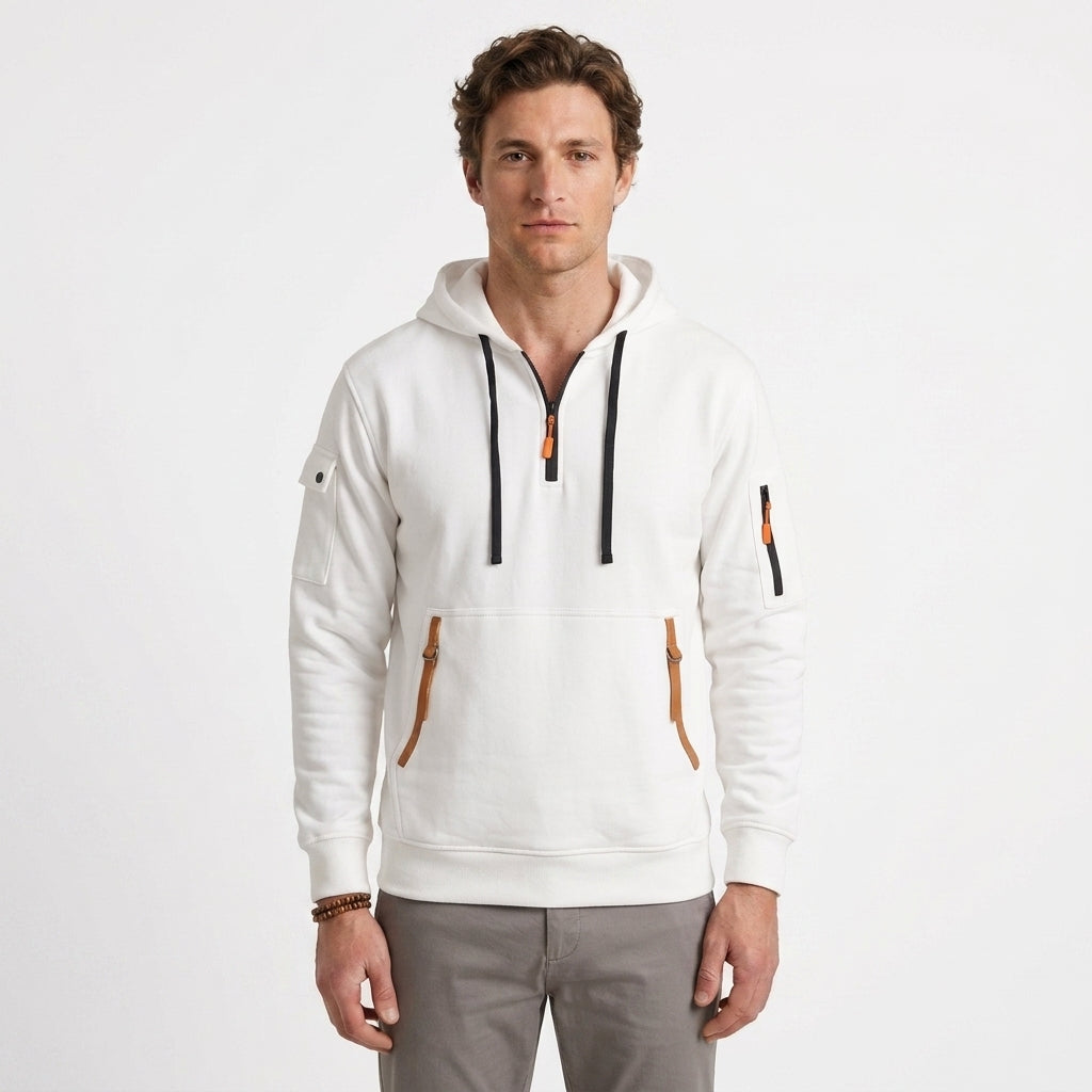 Sweat À Capuche Demi-Zip Pour Hommes