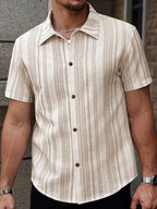 Chemise À Rayures Verticales Texturées Pour Hommes