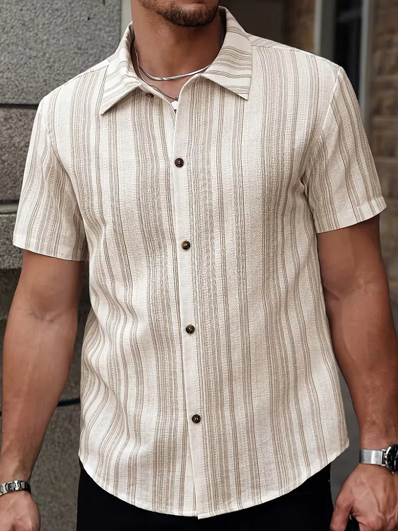 Chemise À Rayures Verticales Texturées Pour Hommes