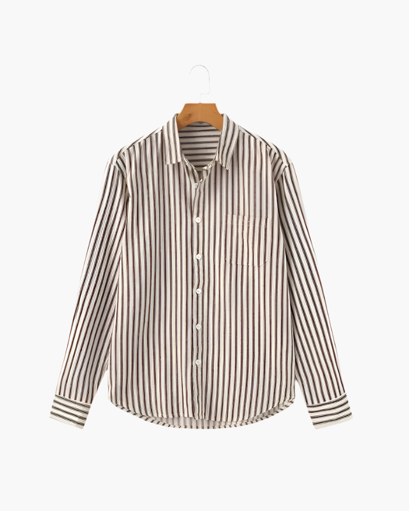 Chemise Rayée Avec Manches Longues Pour Hommes