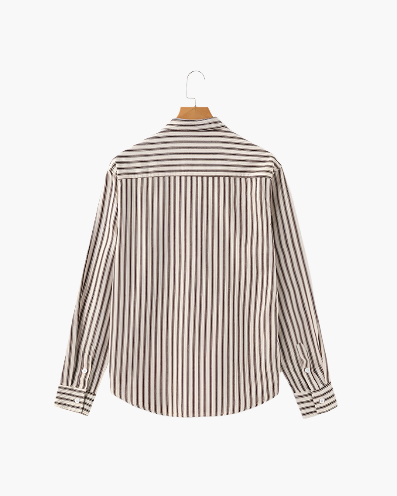 Chemise Rayée Avec Manches Longues Pour Hommes