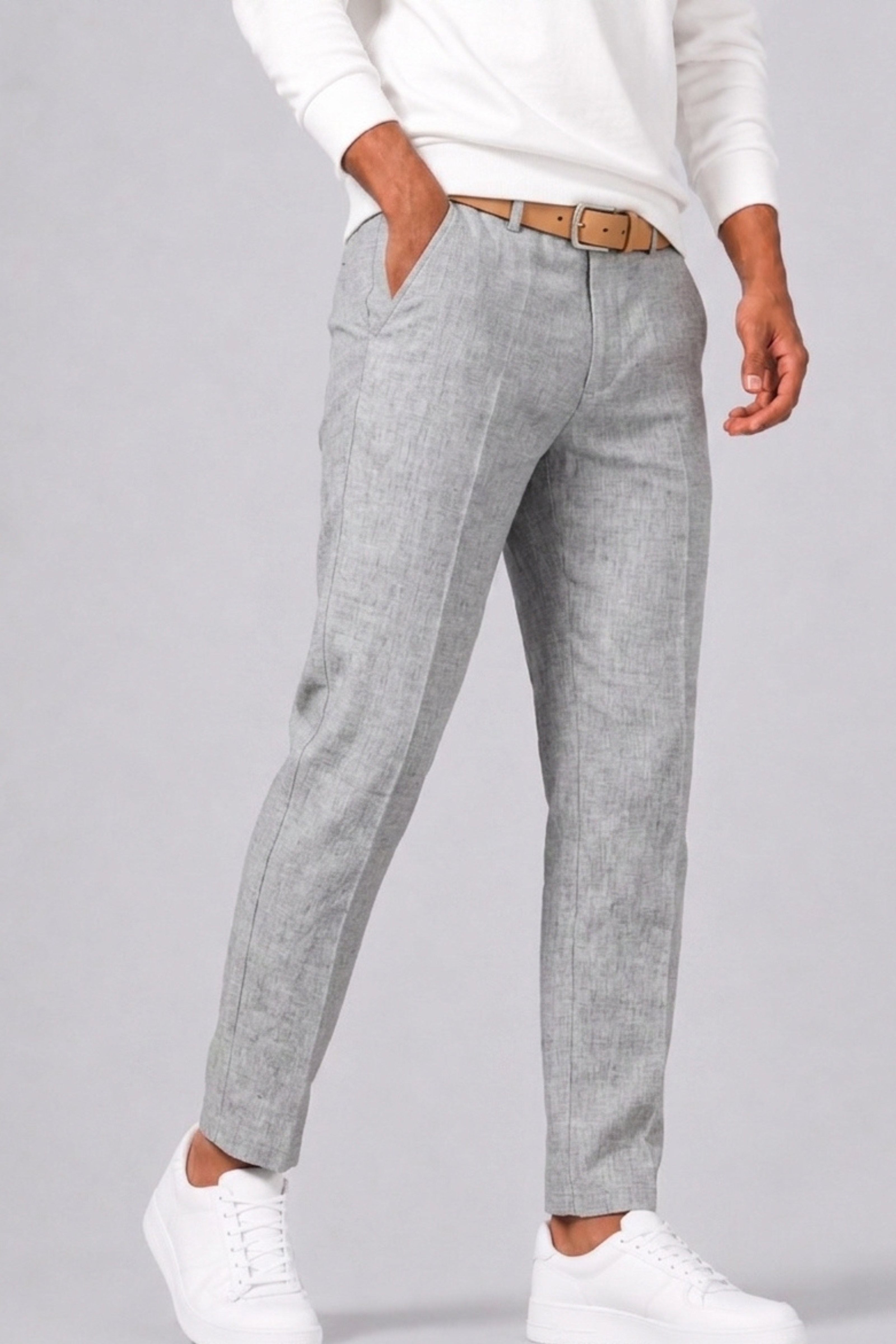 Pantalon Coupe Droite Avec Fermeture Boutonnée Pour Hommes