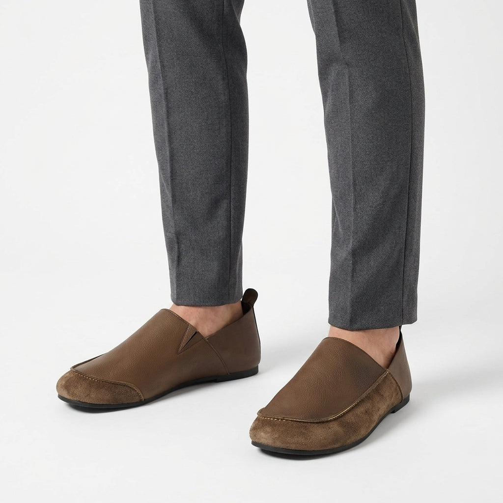 Mocassins En Suède Et Cuir À Enfiler