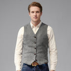 Pull Sans Manches Classique À Col V Pour Hommes