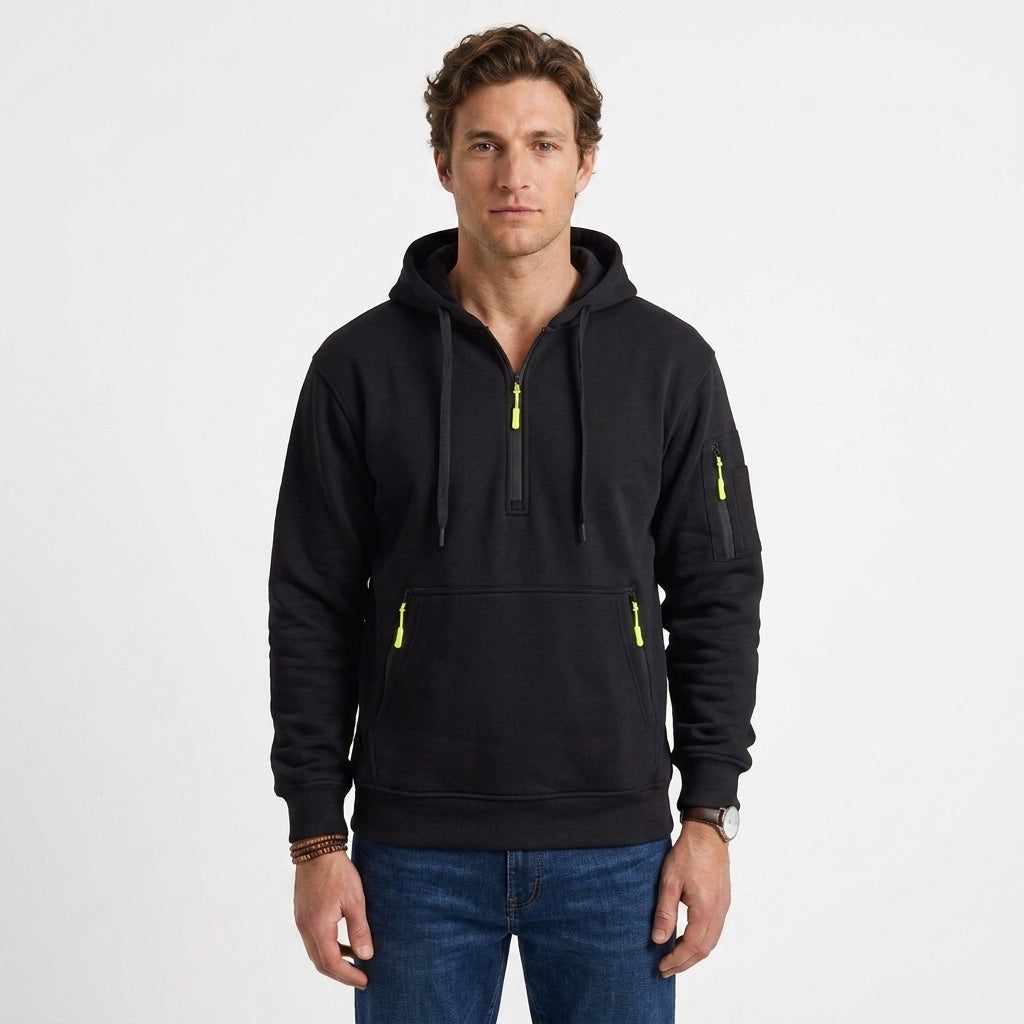 Sweat À Capuche Demi-Zip Pour Hommes