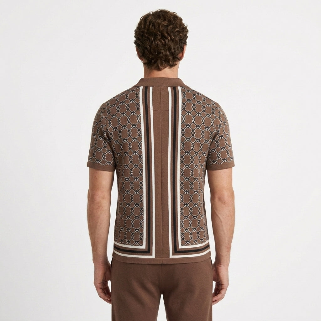 Ensemble En Maille Jacquard À Col Cubain
