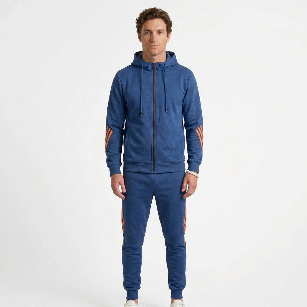 Ensemble De Survêtement Zippé En Mélange De Coton Pour Hommes