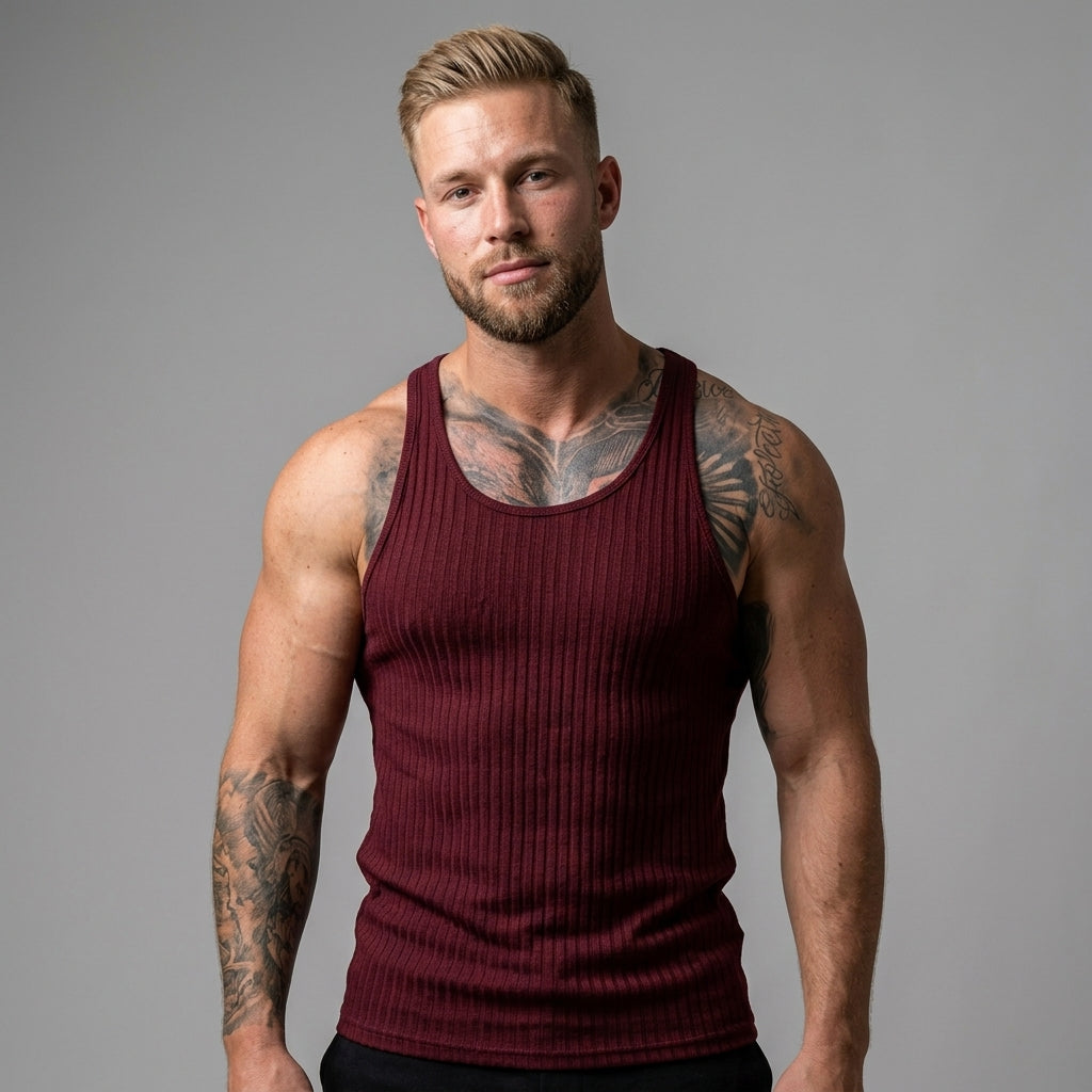 Débardeur En Maille Côtelée Pour Hommes
