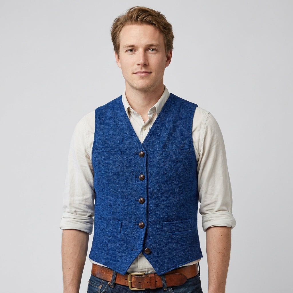 Pull Sans Manches Classique À Col V Pour Hommes