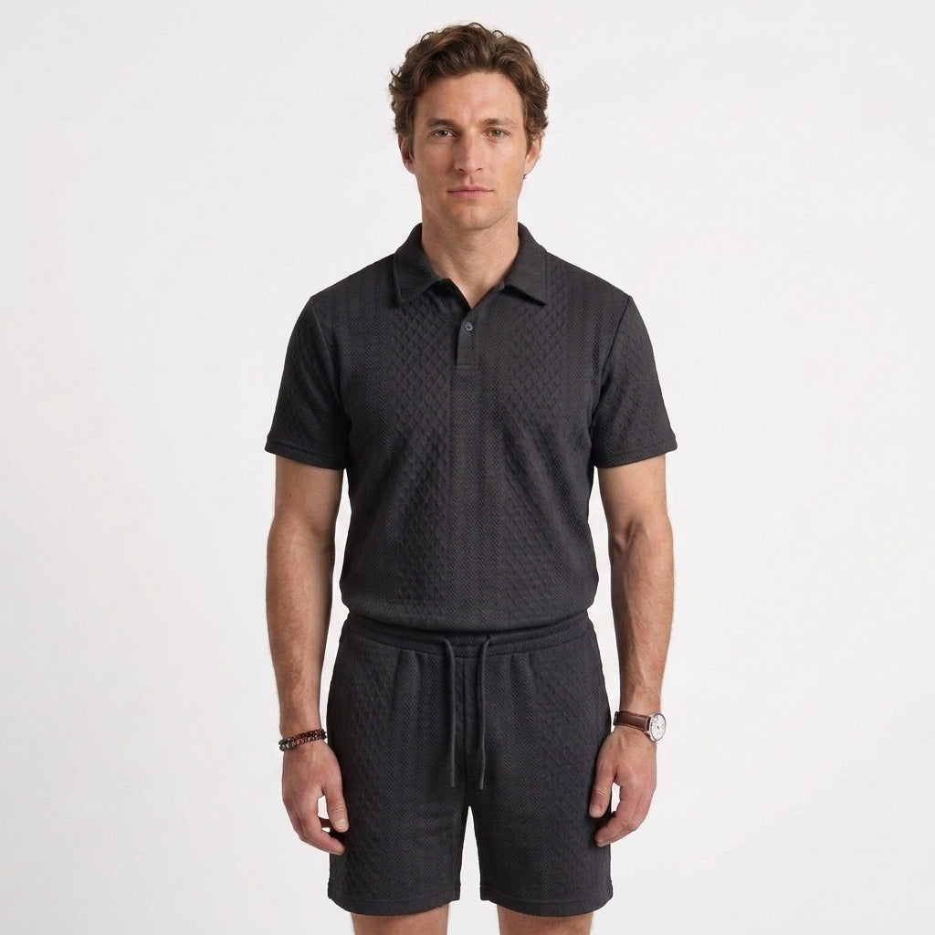 Ensemble Polo En Maille Texturée Et Short Pour Hommes