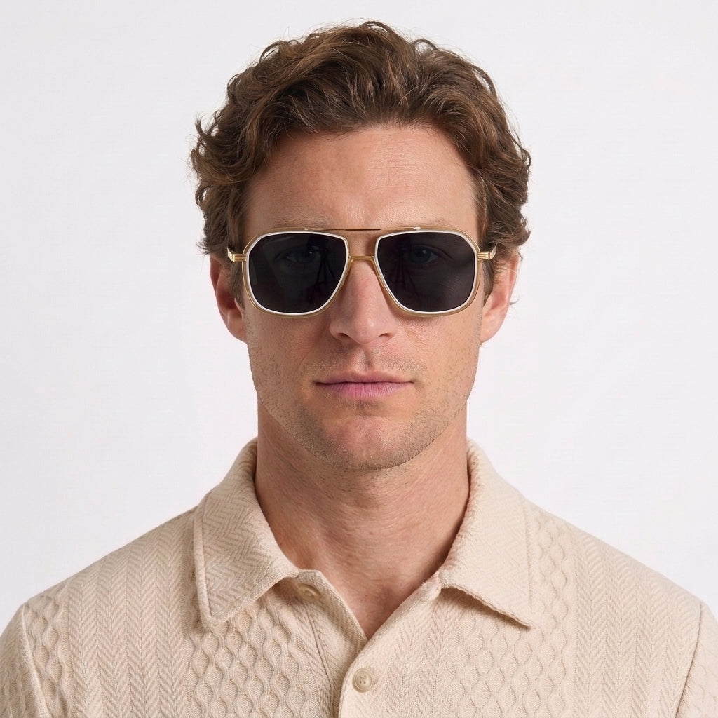 Lunettes De Soleil Pilote En Métal Classiques Pour Hommes