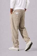 Pantalon En Velours Côtelé Avec Taille Élastique Pour Hommes