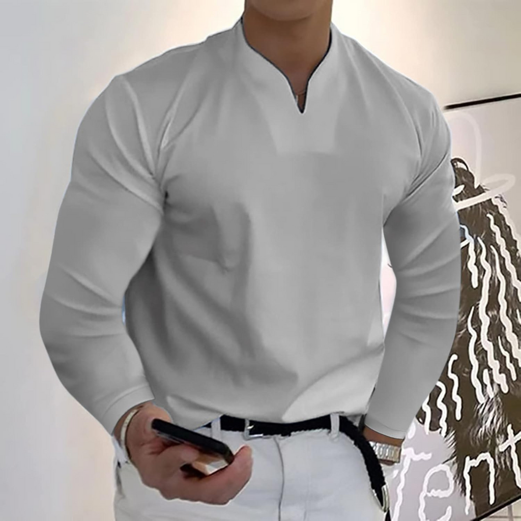 POLO MANCHES LONGUES COL V POUR HOMME