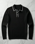 Polo Tricoté Côtelé Avec Col Classique Pour Hommes