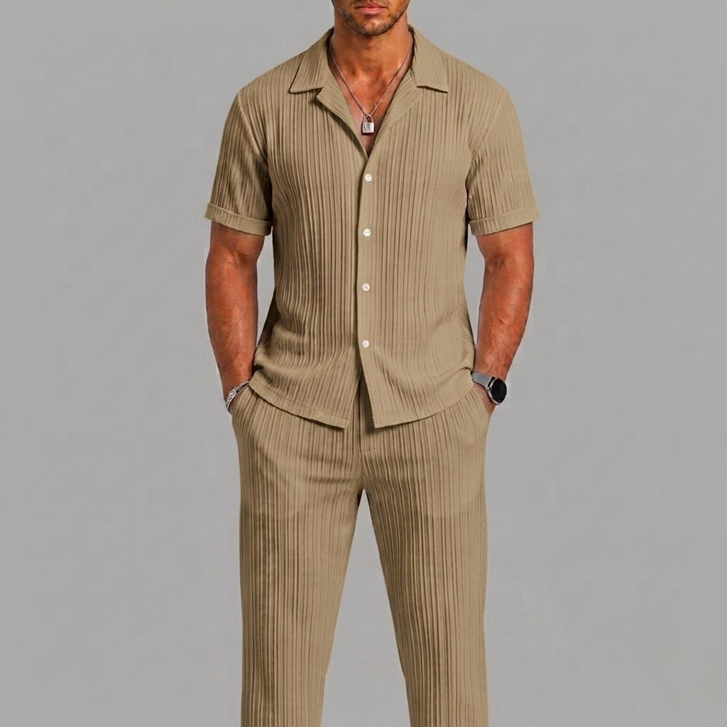 Ensemble Chemise Manches Courtes Avec Pantalon Pour Hommes
