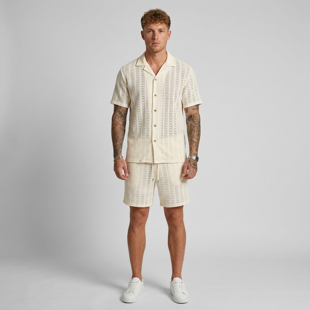 Ensemble Jacquard Avec Chemise Et Short Pour Hommes