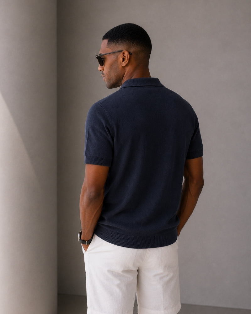 Polo Zippé En Maille Aérée Pour Hommes